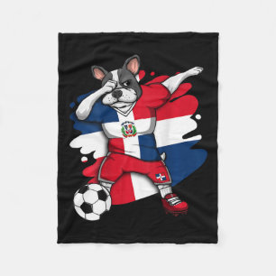 Franse Bulldog Dominicaanse Republiek Voetbal Fans Fleece Deken