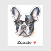 Franse Bulldog draagt bril waterdicht Sticker (Vel)