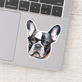 Franse Bulldog draagt bril waterdicht Sticker