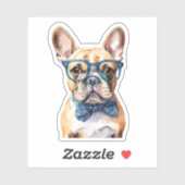 Franse Bulldog draagt bril waterdicht Sticker (Vel)