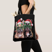 Franse Bulldog draagt kerstboombril Tote Bag (Dichtbij)
