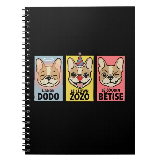 Franse Bulldog Drie Stemmingen Notitieboek (Voorkant)