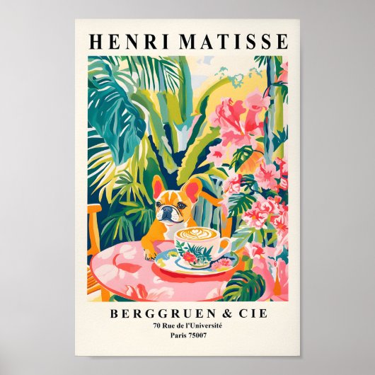 Franse Bulldog Drink koffie, Dopamine Decor, Fu Poster (Voorkant)