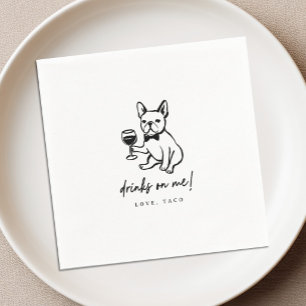 Franse Bulldog Drinks on Me Trouwservetjes Servet