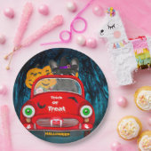 Franse Bulldog Driving Car Scary Halloween Papieren Bordje (Feest)