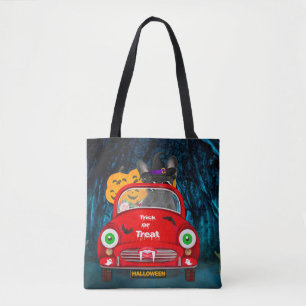 Franse Bulldog Driving Car Scary Halloween Tote Bag