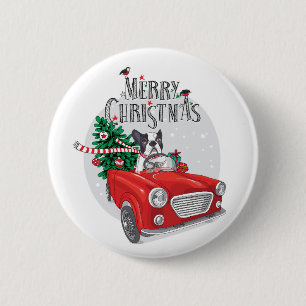 Franse Bulldog Driving Vintage Car Ronde Button 5,7 Cm