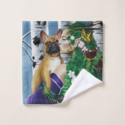Franse Bulldog Dryad Fantasie Bad Handdoek (Wasdoekje)
