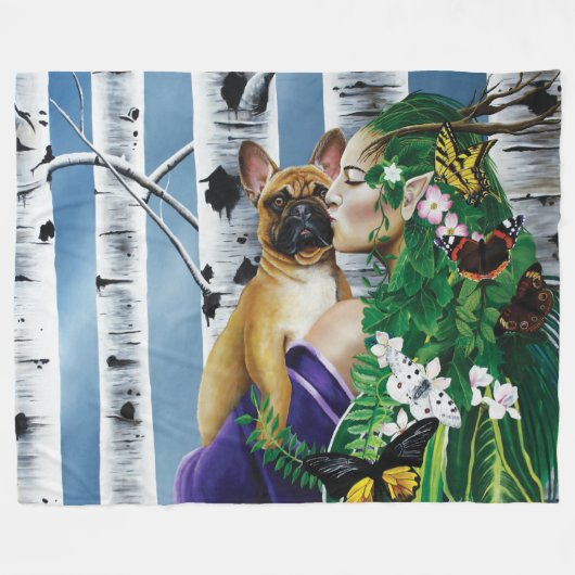 Franse Bulldog Dryad Fantasie Fleece Deken (Voorkant (Horizontaal))