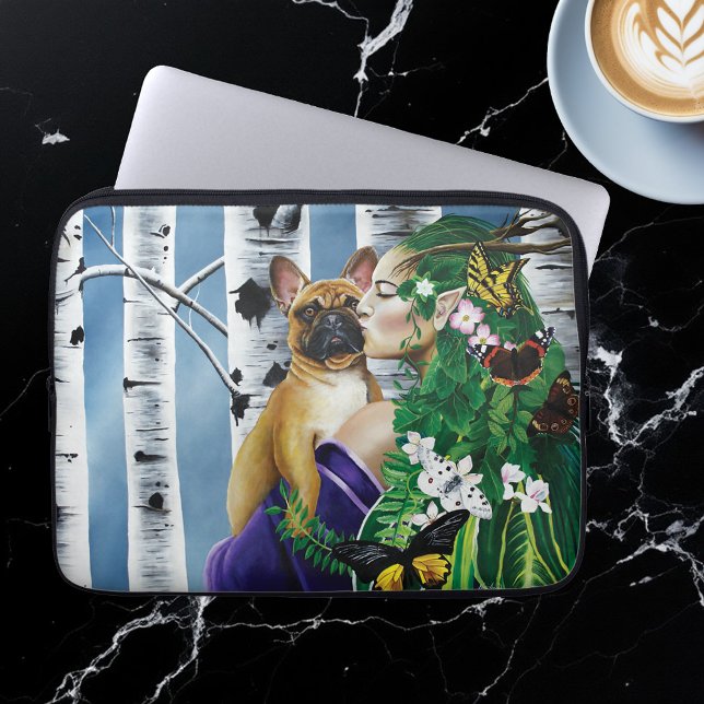 Franse Bulldog Dryad Fantasie Laptop Sleeve (Creator heeft geüpload)