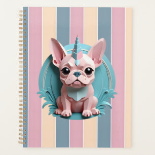 Franse Bulldog Eenhoorn Pastel Papier Snijkunst Planner