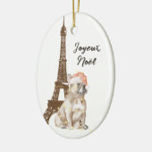Franse Bulldog Eiffel Tower Foto: Parijs kerstmis Keramisch Ornament (Links)