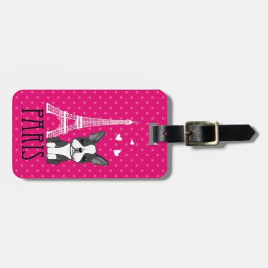 Franse Bulldog Eiffel Tower Paris Bagagelabel (Voorkant horizontaal)