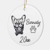 Franse Bulldog Eigen Naam & Jaar Lijntekening Keramisch Ornament (Links)