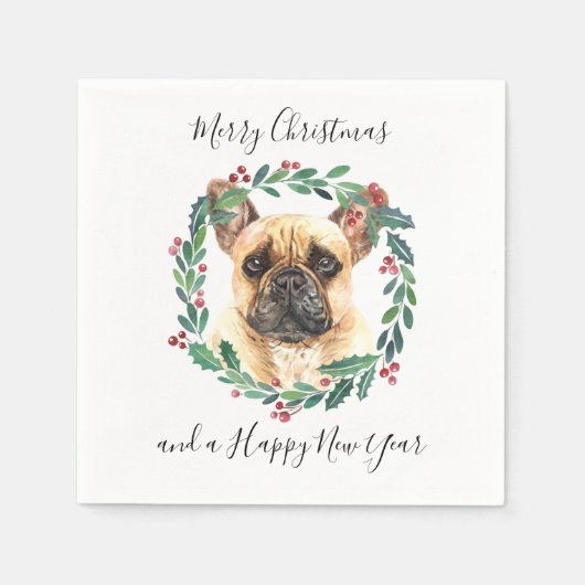 Franse Bulldog Elegant Dog Merry kerst Servet (Voorkant)