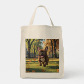 Franse Bulldog Elegante Kruidenier Canvas tas (Achterkant)