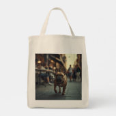 Franse Bulldog Elegante Kruidenier Canvas tas (Achterkant)