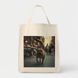Franse Bulldog Elegante Kruidenier Canvas tas