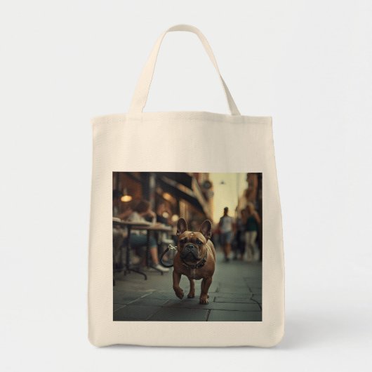 Franse Bulldog Elegante Kruidenier Canvas tas (Voorkant)