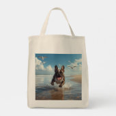 Franse Bulldog Elegante Kruidenier Canvas tas (Achterkant)