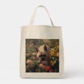 Franse Bulldog Elegante Kruidenier Canvas tas (Achterkant)
