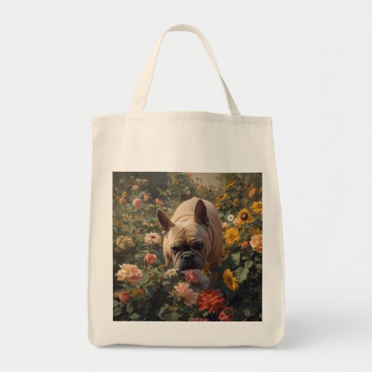 Franse Bulldog Elegante Kruidenier Canvas tas (Voorkant)