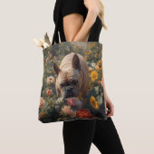 Franse Bulldog Elegante Schouder Canvas tas (Dichtbij)
