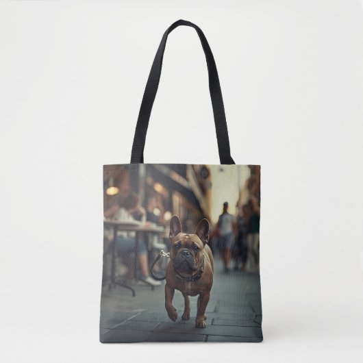 Franse Bulldog Elegante Schouder Canvas tas (Voorkant)