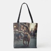 Franse Bulldog Elegante Schouder Canvas tas (Achterkant)