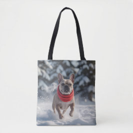 Franse Bulldog Elegante Schouder Canvas tas