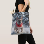 Franse Bulldog Elegante Schouder Canvas tas (Dichtbij)