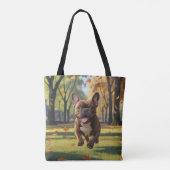Franse Bulldog Elegante Schouder Canvas tas (Achterkant)