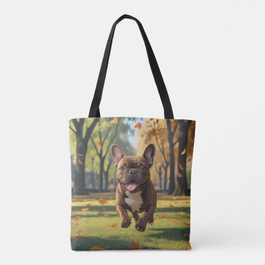 Franse Bulldog Elegante Schouder Canvas tas (Achterkant)
