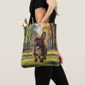 Franse Bulldog Elegante Schouder Canvas tas (Dichtbij)
