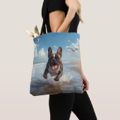 Franse Bulldog Elegante Schouder Canvas tas (Dichtbij)