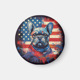Franse Bulldog en Amerikaanse vlag in nood Magneet