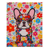 Franse Bulldog en Bloemen 001 - Kleerjuweel Perfect Poster (Voorkant)