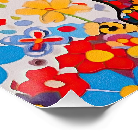 Franse Bulldog en Bloemen 001 - Kleerjuweel Perfect Poster (Hoek)