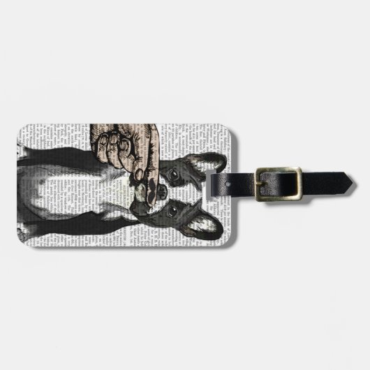 Franse Bulldog en Finger Mustache Bagagelabel (Voorkant horizontaal)
