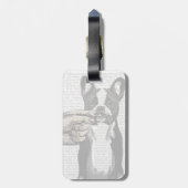 Franse Bulldog en Finger Mustache Bagagelabel (Achterkant verticaal)