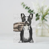 Franse Bulldog en Finger Mustache Briefkaart (Staand voorkant)