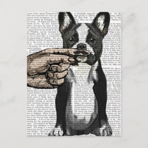 Franse Bulldog en Finger Mustache Briefkaart