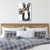 Franse Bulldog en Finger Mustache Canvas Afdruk (Insitu (Slaapkamer))