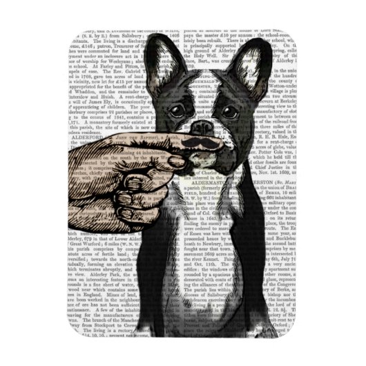 Franse Bulldog en Finger Mustache Magneet (Verticaal)