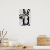 Franse Bulldog en Finger Mustache Poster (Keuken)