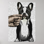 Franse Bulldog en Finger Mustache Poster (Voorkant)