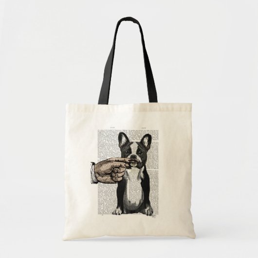 Franse Bulldog en Finger Mustache Tote Bag (Voorkant)