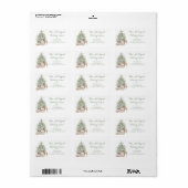Franse Bulldog en kerstboom Etiket (Full Sheet)