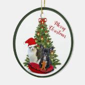 Franse Bulldog en Kerstkat Boom Ornament (Links)