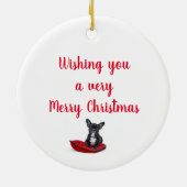 Franse Bulldog en Kerstkat Boom Ornament (Achterkant)